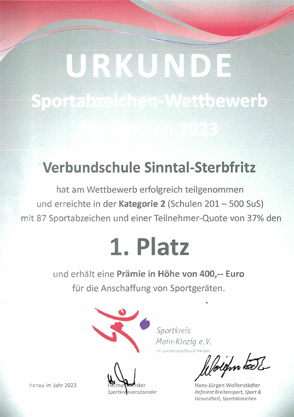 Urkunde Sportabzeichenwettbewerb